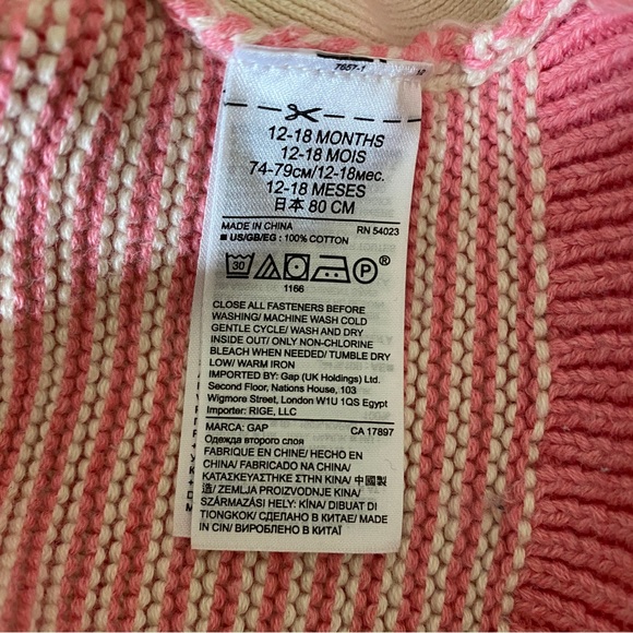 Baby Gap 12-18 mos Fisherman Sweater 100% Cotton - Picture 6 of 7